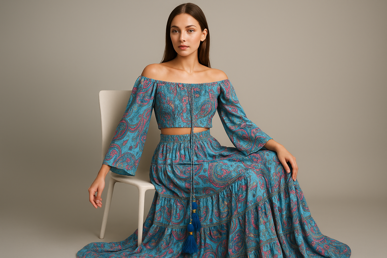 Turquoise Paisley Set Model 3