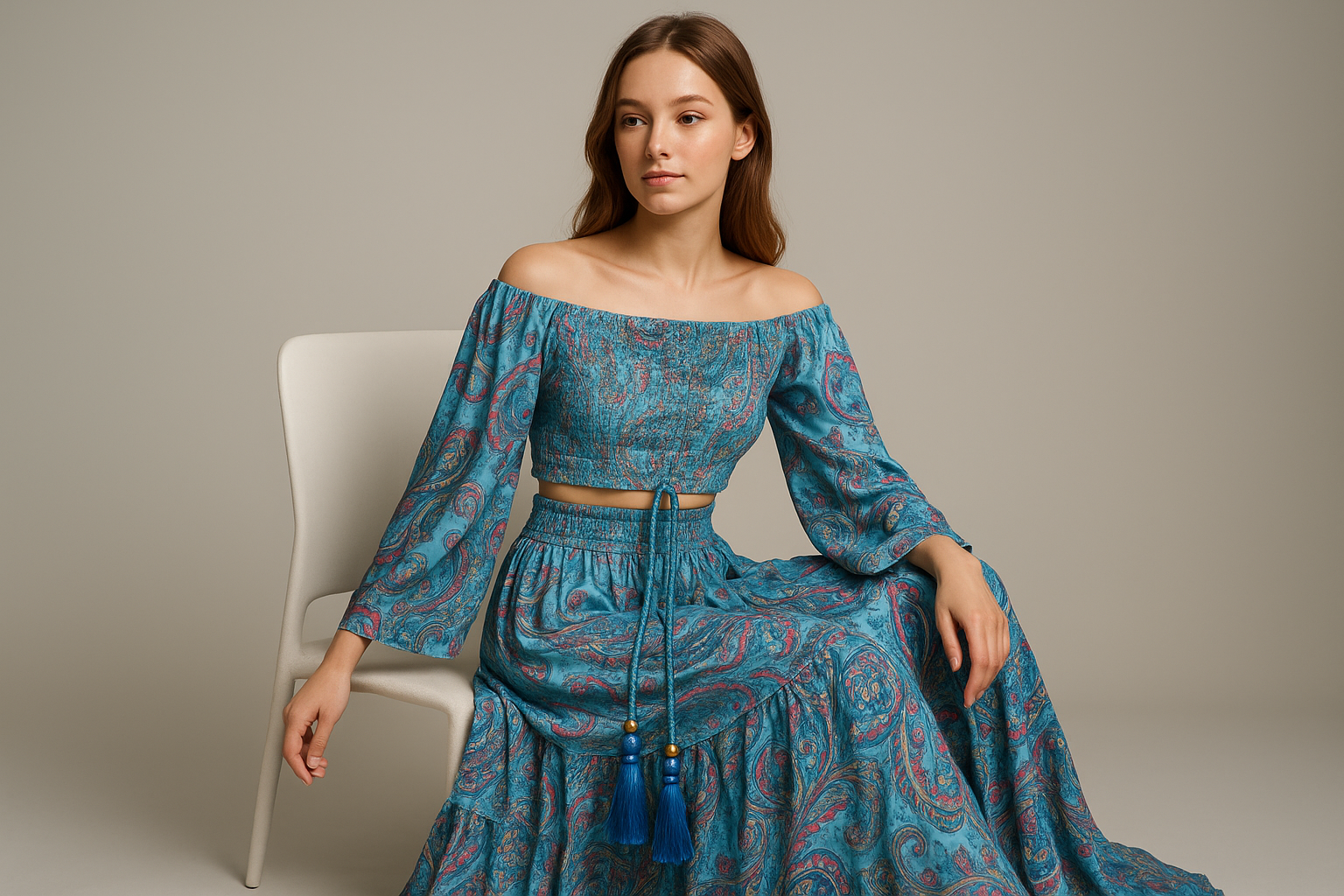 Turquoise Paisley Set Model 3