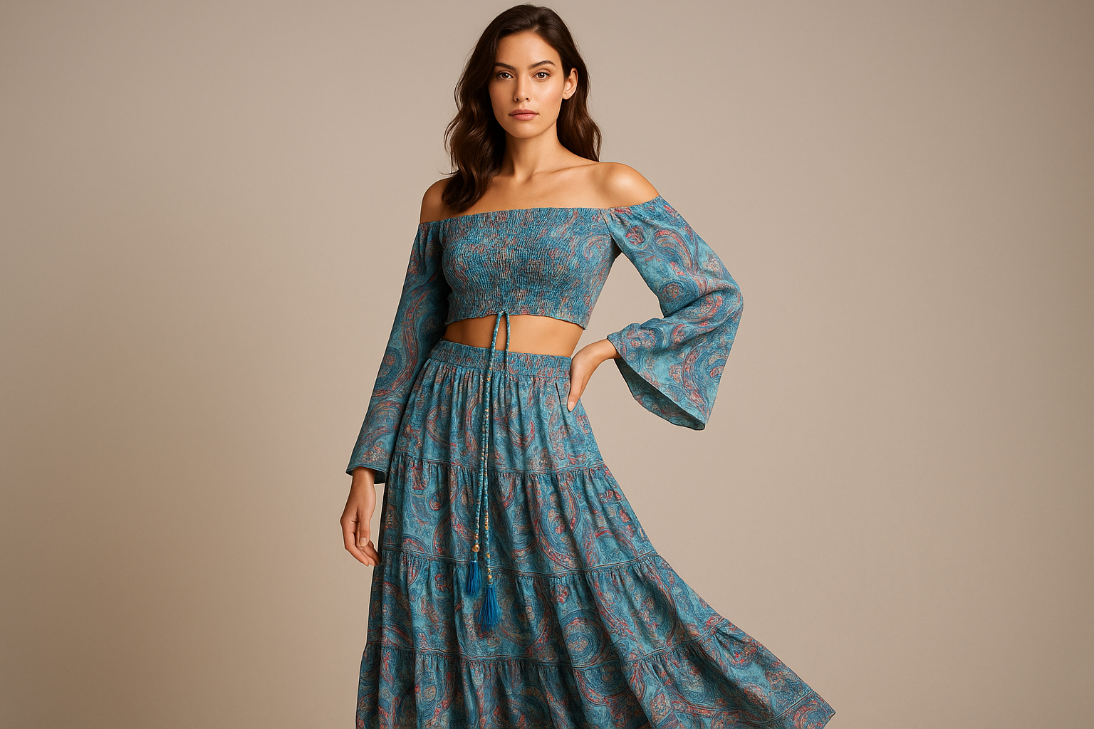 Turquoise Paisley Set Model 4