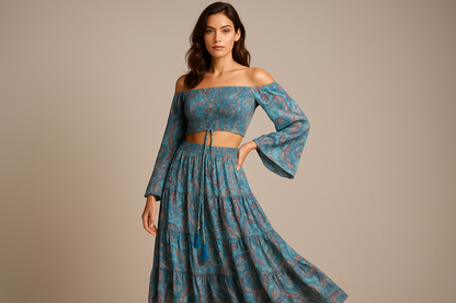 Turquoise Paisley Set Model 4