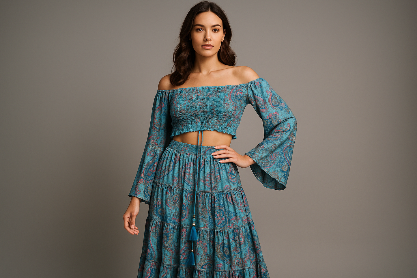 Turquoise Paisley Set Model 4