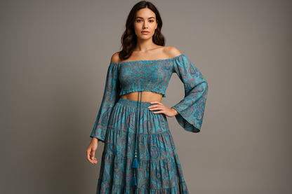 Turquoise Paisley Set Model 4