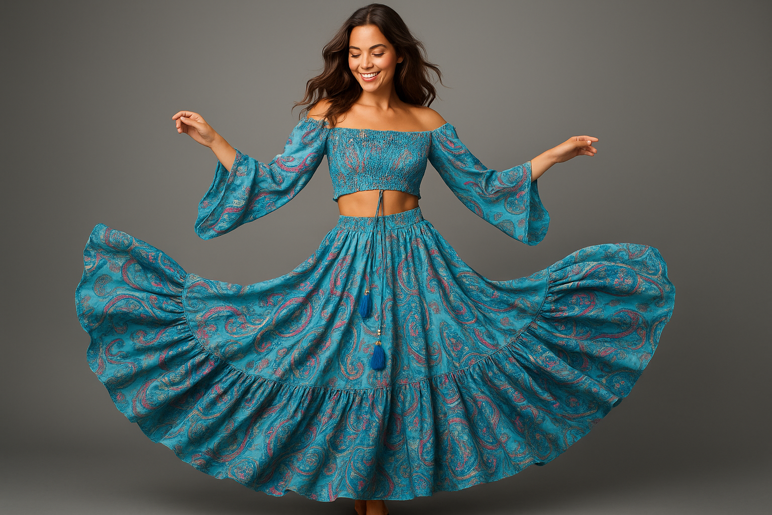 Turquoise Paisley Set Model 5